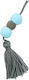 Christening Wedding Favor Tassel Light Blue & Grey Pom Pom Hanging 15cm Φ3ς Riniotis Rin-f3s
