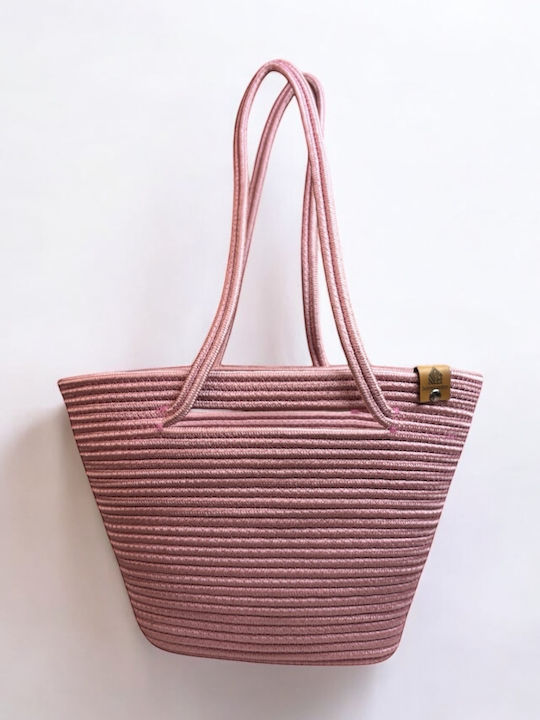 Wicker Beach Bag Pink