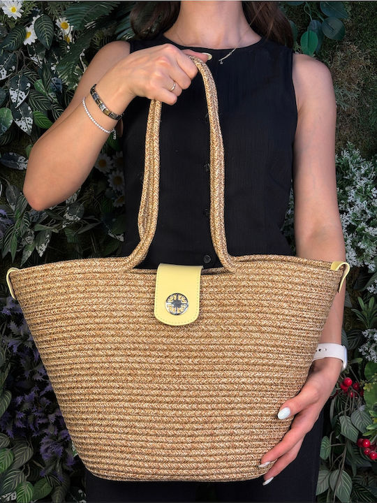 Enpapa Korbweide Strandtasche Gelbe