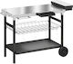 Outsunny Outdoor Barbecue Cart Bench Stainless Steel Spice Holder Hooks Side Handle Black 846-277v00bk