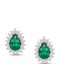 Silver Green Rosette Earrings