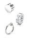 Set of Men's Steel Earrings with Black Stones