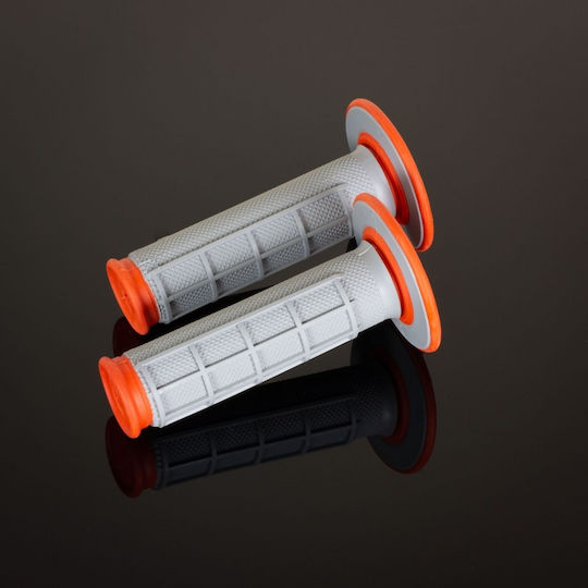 Renthal Mx Dual Compound 1/2 Waffle Grips Two-component Color Gray Orange