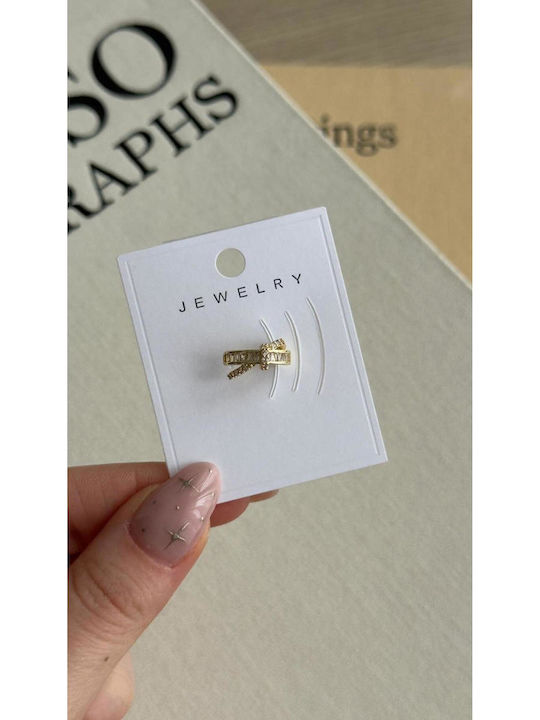 Cuff Earrings Made of Gold Plated Steel with St...