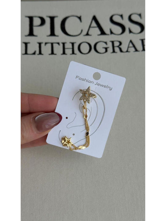 Cuff Earrings Made of Gold Plated Steel with Be...
