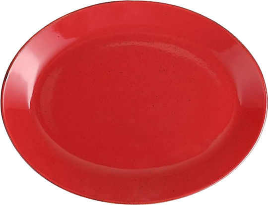 Porland Seasons Shallow Oval Serving Plate Made of Porcelain Red 31cm