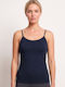 Sleeveless Cotton Navy Blue Women's T-Shirt