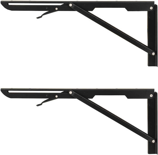 Raft De Colț Pliabil Din Metal În Culoare Neagră 2 Bucăți ZTS8134B
