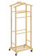 HomCom Τροχήλατη Κρεμάστρα Δαπέδου από Bamboo Καφέ 47x33.7x105.5cm