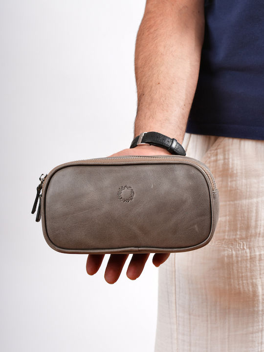 Leather Men's Handbag Grey