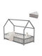 Phyllis Kinderbett Montessori Einzel mit Matratze Grau 90x190cm