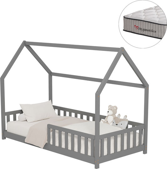 Phyllis Kinderbett Montessori Einzel mit Matratze Grau 90x190cm