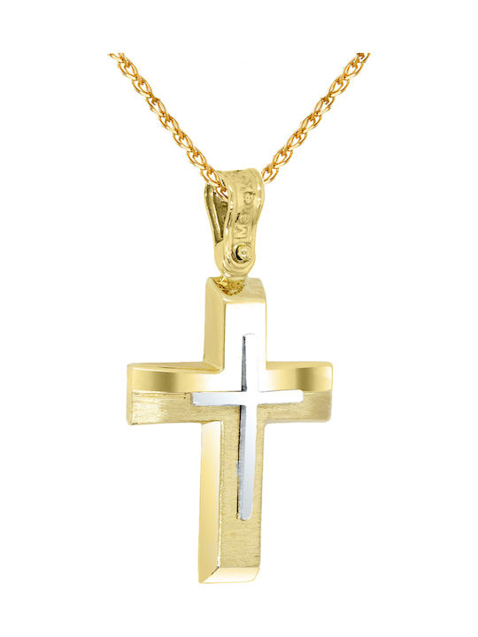 Xrisokosmima Men's 9K Gold Double Sided Cross with Chain