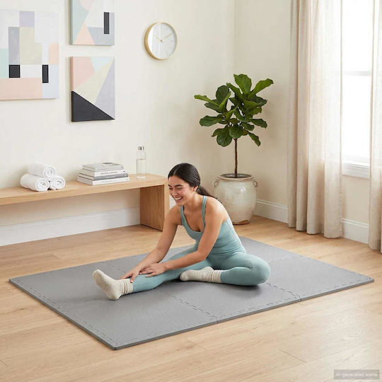 vidaXL Saltea de Gimnastică Pilates Gri (60x60x1cm)