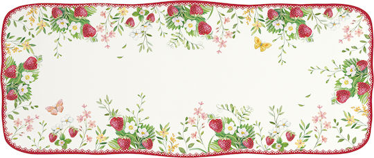 Easylife Jardin Des Fraises Servierplatte aus Porzellan Rote 36x15cm