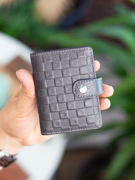 Leather Men's Card Wallet Grey