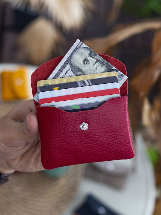 Leather Men's Card Wallet Red