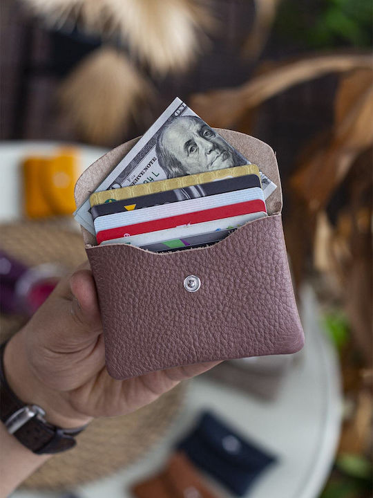Leather Men's Card Wallet Pink