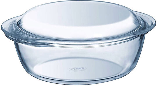 Pyrex 4 Σε 1 Στρογγυλό Πυρίμαχο Σκεύος Γυάλινο με Καπάκι και Βάση 24x20x10cm