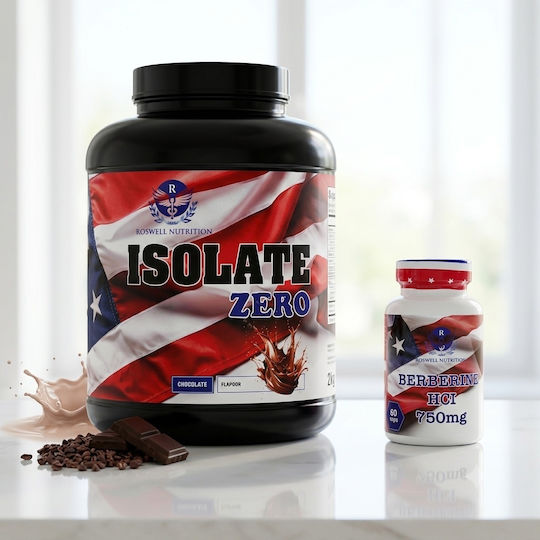 Isolate Whey Zero Chocolate 2000gr +berberine Hcl 750 Mg Πακέτο Πρωτεΐνης