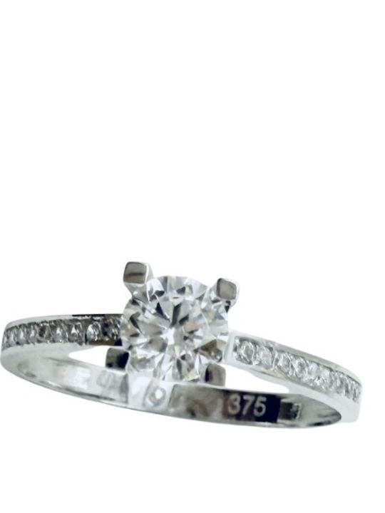 Kontopoulos Single Stone Ring In 9K White Gold With Zircon
