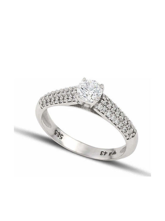 Themelidis Jewels Μονόπετρο από Λευκόχρυσο 18Κ ...