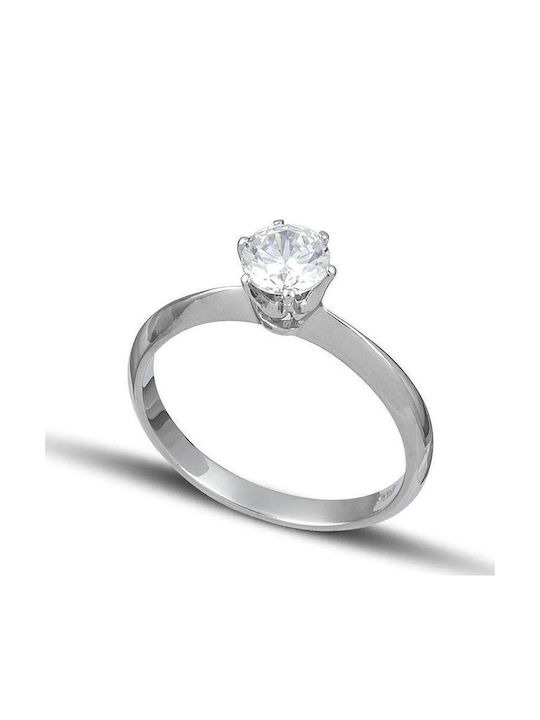Themelidis Jewels Μονόπετρο από Λευκόχρυσο 18Κ ...