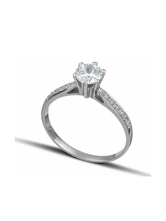 Themelidis Jewels Μονόπετρο από Λευκόχρυσο 18Κ ...