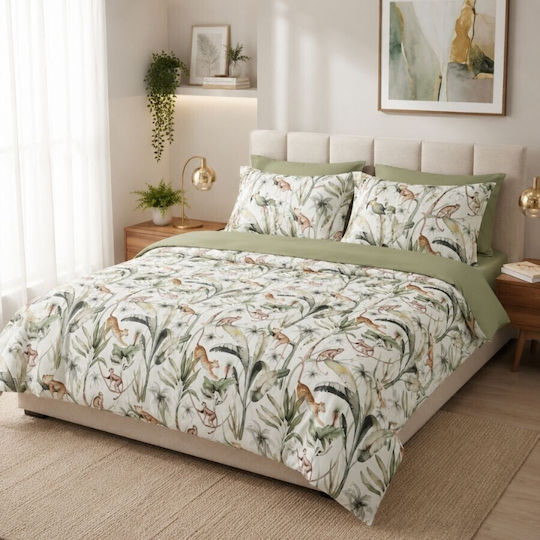 Pucioasa Duvet Cover Set 200x230cm Double with 2 Pillowcases and 1 Bed Sheet Jungle