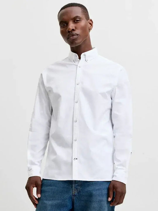 Jack & Jones Бяла Риза С Дълъг Ръкав Със Станда...