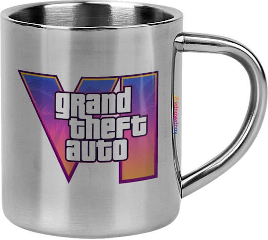 Koupakoupa Gta Vi Κούπα Μεταλλική με Καπάκι Καφέ 300ml