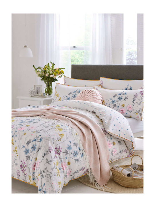 Laura Ashley Set Cotton Duvet Cover 240x220cm Queen Size with 2 Pillowcases Multi Colors