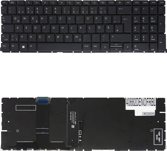 Германска клавиатура за лаптоп German Laptop Keyboard Hp Probook 450 G8 455 G8 650 G8 455r G8 450g8 455g8 650g8 Zhan 66 Pro M21740-001 M21742-001 M21741-001 Без рамка Със задно осветяване Черна Κωδ.40682denofrbl