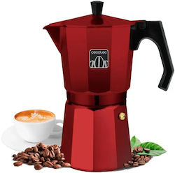 Cecotec 600 Cafetieră Pentru Plită Espresso 6 Căni Inox Roșie
