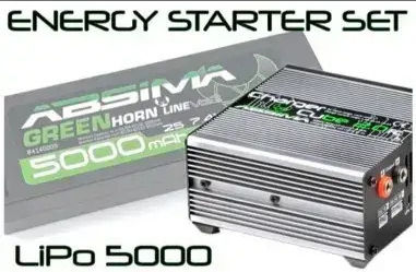 Absima Cube 2.0 Charger Set + Lipo 2s 5000mah 50c T-plug Battery 4200032