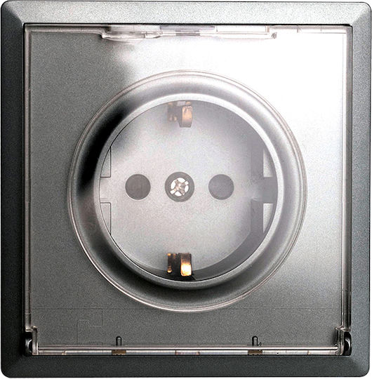Lineme Einzeln Gemauerte Steckdose mit Deckel Graue