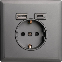 Lineme Единичен Електрически Контакт с 2 USB Порта Lineme Единичен Електрически Контакт с 2 USB Порта