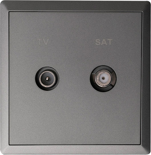 TV-Sat Terminal Socket 1db Anthracite Matte Lineme Gena 50-00638-19