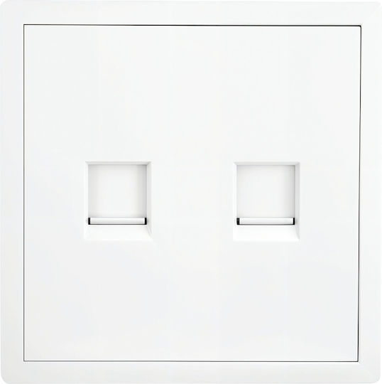 Πρίζα Διπλή Data Rj45 Cat6 Λευκό Ματ Lineme Gena 50-00630-31