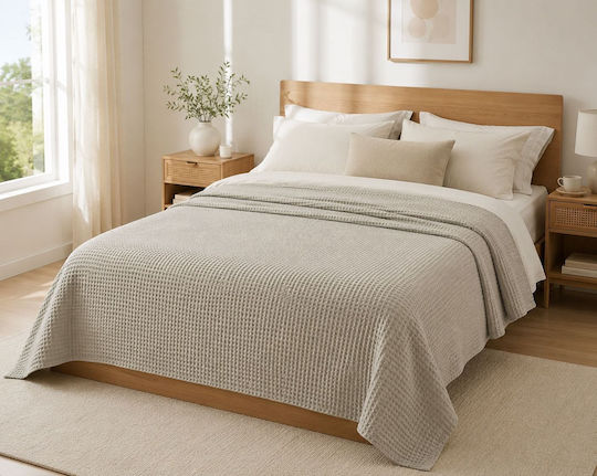 Blanc de Blanc Single Hotel Pique Grey Blanket 160x240cm