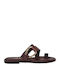 Leder Flache Sandalen Für Damen Braun