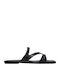 Deri Damen Flache Sandalen Schwarz Aspasia