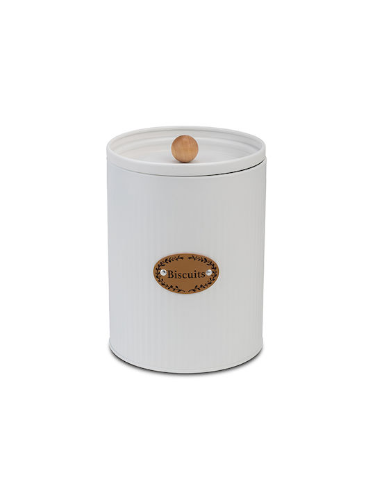 Nava General Use Jar with Airtight Lid Metallic White 1 Piece