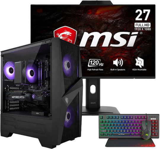 Vengeance Hardpoint-V5 MSI Edition Гейминг Настолен Компютър (Ryzen 5-5500/16GB DDR4/512GB SSD/GeForce RTX 5060/Без Операционна Система) и Монитор Msi Pro MP272PMG