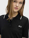 Karl Damen Polo Bluse Gestreift Schwarz