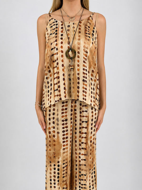 Дамска блуза без ръкави кафява