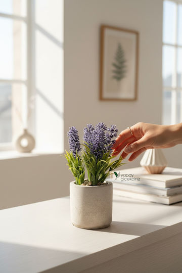 Stewehome Artificial Lavender Grey Pot Purple