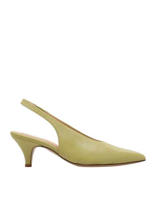 Kalogirou Leder Pumps mit Mittelhohem Khaki