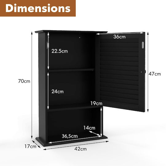 Costway Бански шкаф 70x16.5x42cm Черен