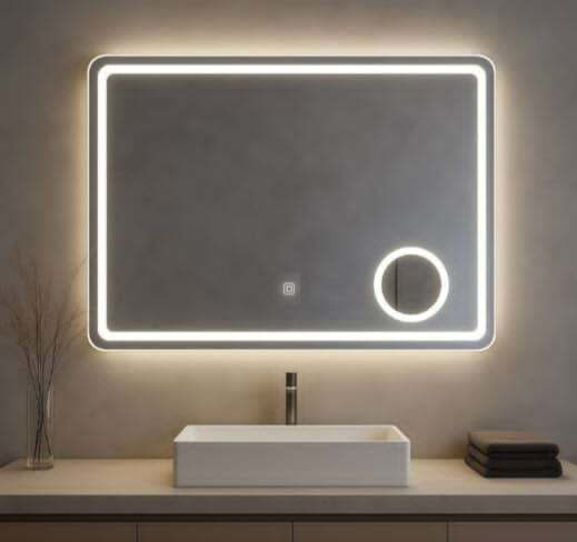 Rectangular Bathroom Mirror Led Touch 100x70cm White